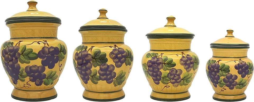 Juego de 4 botes de cerámica uva toscana Foto 1 de 4
