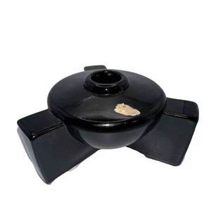 Single Vintage Hand Forged Glass Candle Taper Holder 3 Legged Art Deco MCM Black - Picture 1 of 5