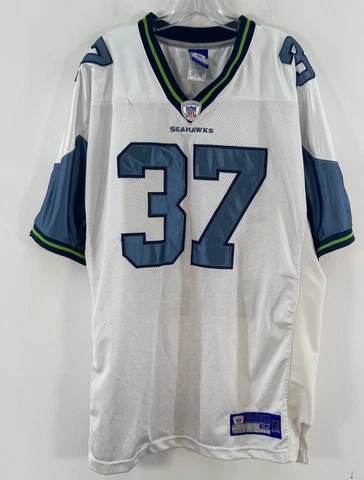 Reebok White NFL Seattle Seahawks Shaun Alexander #37 Away Jersey Mens Size 52 Cover