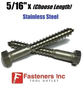5/16" Stainless Steel Lag Screws Hex Head Lag Bolts - Select Length & Pkg Qty - Picture 1 of 1