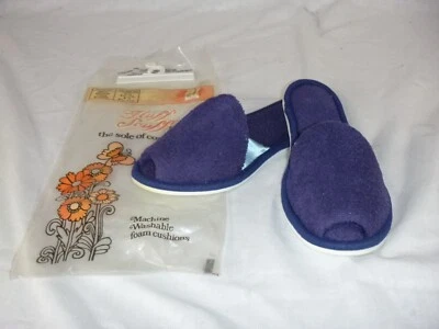 Nuevo de Lote Antiguo Zapatillas de Terrycloth Soluff Suela de Goma Azul Marino Talla S Foto 1 de 4