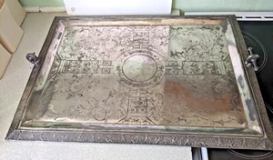 STUNNING SERVING TRAY MERIDEN 1899 USA ANTIQUE SILVER PLATED ARTS CRAFTS - Picture 1 of 24