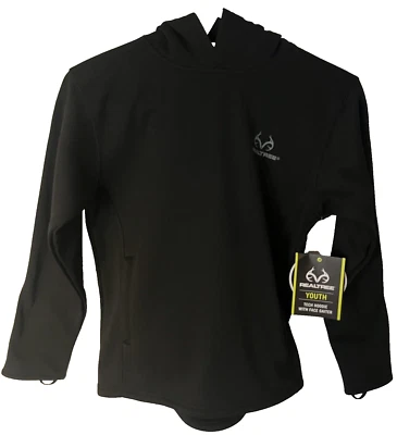 Realtree Tech Hoodie w/ Face Gaiter Black Youth M (8) NWT - Image 1 of 4