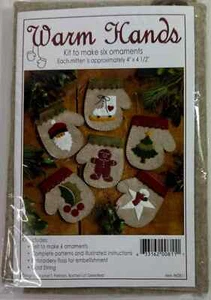 Felt Mitten Ornament Kit Warm Hands by Rachel's of Greenfield make 6 Needle - Picture 1 of 5