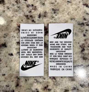 Etiquetas de lengua de repuesto Nike - blancas y negras (escritura) - Imagen 1 de 1