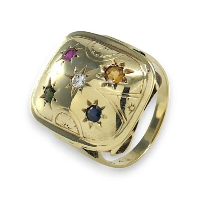 Ring Sterne 585/- 14k Gelbgold Brillant Rubin Saphir Smaragd Citrin Gr. 55 -1179 - Bild 1 von 4