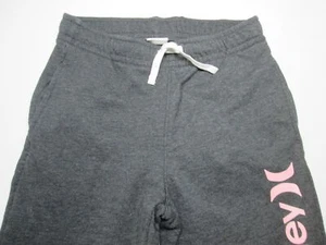 Hurley Youth Unisex Size L Jogger Pants Dark Gray Tie Pockets Logo Print Active - Picture 1 of 8