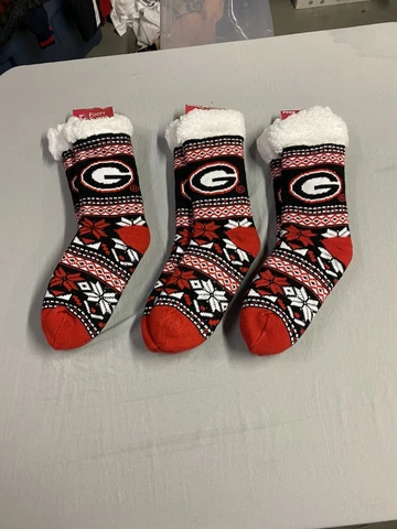 Georgia Bulldogs Women's Fair Aisle Logo Tall Footy Slippers Size 6-10 Champs Cover