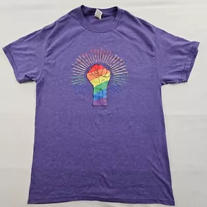 T-shirt Pride Fist Raibow viola manica corta misto cotone adulto M - Foto 1 di 8