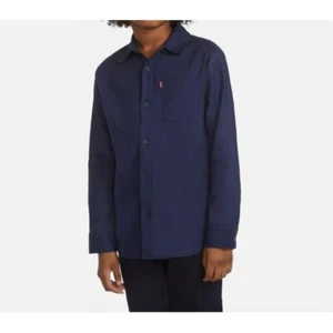 Levi's Big Boys Long Sleeve Regular Fit Woven Shirt Navy Size Medium MSRP $40 - Picture 1 of 9