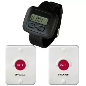 Sistema inalámbrico de paginación de llamadas de baño SINGCALL 1 reloj 2 botones campanas - Imagen 1 de 10