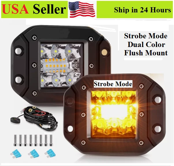 5"inch 72W Flush Mount LED Work Light Pods Strobe Offroad Day Driving Fog Lights - Image 1 of 4