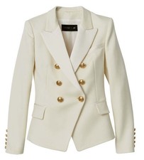 ❤️BALMAIN FOR H&M DOUBLE BREASTED WHITE IVORY WOOL JACKET BLAZER EU36 UK10 US6