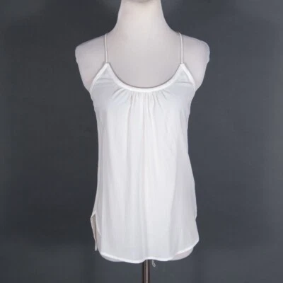 Trina Turk Tank Top Cami Sleeveless Spaghetti Strap White Sheer 100% Cotton Sz 0 - Image 1 of 4