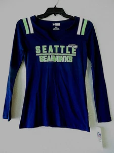 Seahawks Tee Top Pullover Long Sleeve Seattle Navy Blue Womens NWT - Picture 1 of 4