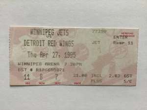 WINNIPEG JETS NHL TICKET APRIL 27TH 1995 VS DETROIT AT WINNIPEG ARENA - Picture 1 of 2