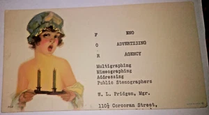 Eno Werbung Risque Pin Up Blotter 1 HandMade Durham North Carolina um 1930? - Bild 1 von 2