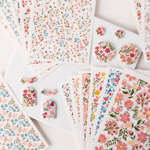 Flower Printed Water Transfer Paper Stickers DIY Soft Clay Earrings Pendants