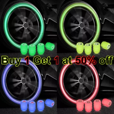 8PCS Fluorescent Car Bike Tire Valve Luminous Cap Valve Stem Caps Universal - Image 1 of 4