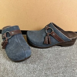 Dansko Shandi Pantolette Clog Western Leder blau & braun Quasten EU 40, US 9,5 - Bild 1 von 5