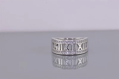 Anillo banda circonita cúbica número número romano plata esterlina afinidad 925 talla: 8 Foto 1 de 4