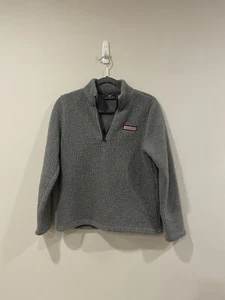 Vineyard Vines Boys Sherpa Harbor 1/4 Zip Grey Pullover Sweatshirt size Large - Picture 1 of 6