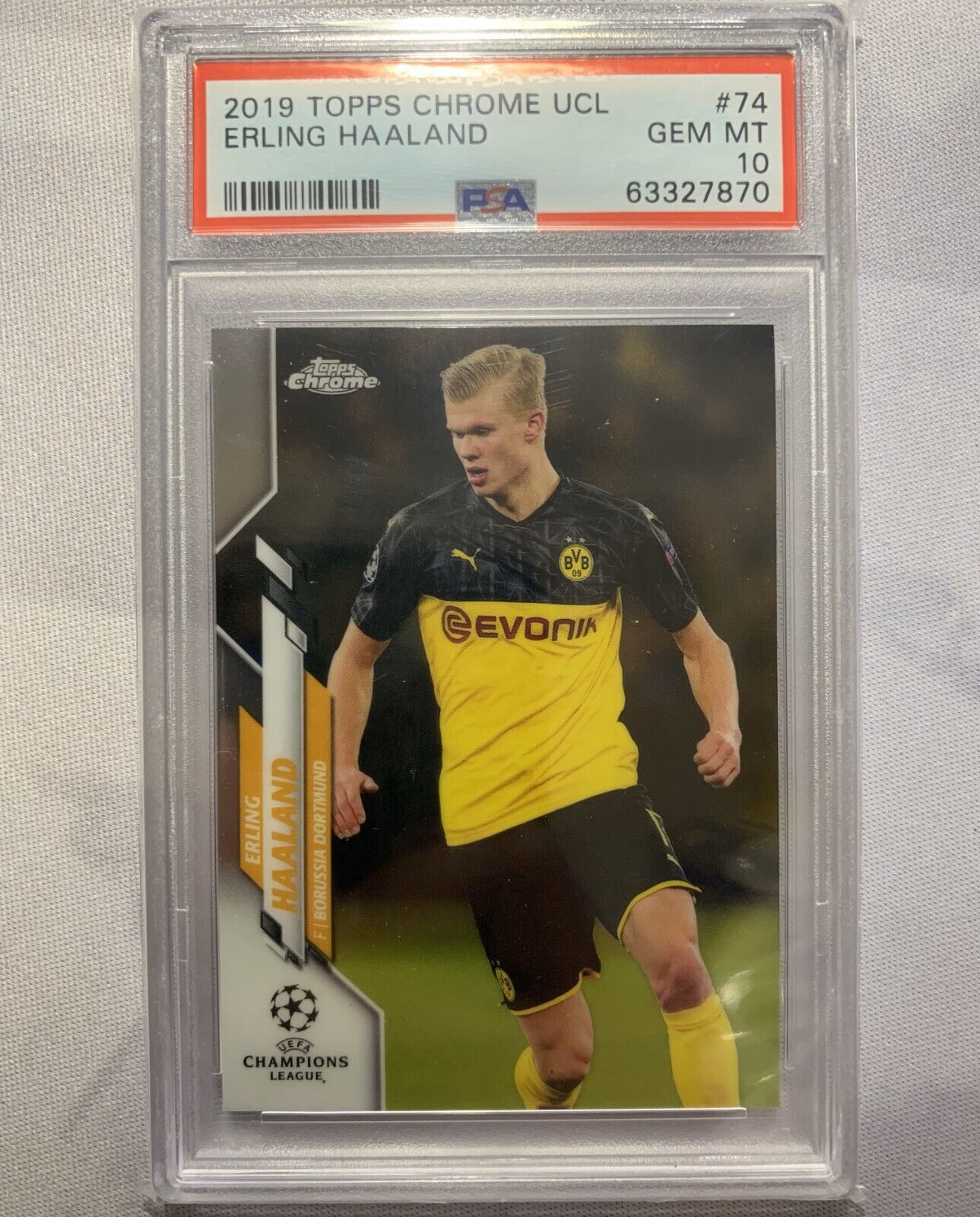 2019 Topps Chrome UCL Erling Haaland Rookie #74 PSA10