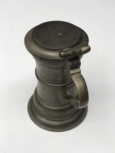 Alter Zinnkrug Bierkrug mit Deckel - patiniert - Bild 1 von 10