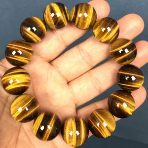 102 g 0,70 Zoll 13 Stck. Natürliches Tigerauge Quarz Kristall Perlen Armband IP0182 - Bild 1 von 11