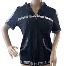 BCBG MaxAzria Womans Hoodies Full Zip Sweatshirt Short Sleeves Size Large - Picture 1 of 5