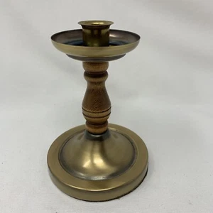 Portacandele conico vintage in legno e ottone - Foto 1 di 5