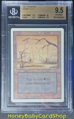 MTG Unlimited Edition 1993 Swamp (B) BGS 9.5Q+ (TRUE QUAD+) GEM MINT 93/94 - Image 1 of 4