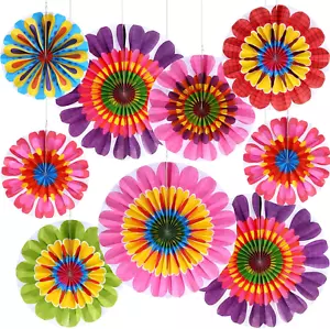 Flower Hanging Decorations Paper Fan Spring Summer Flower Classroom Ceiling Wall - Picture 1 of 12