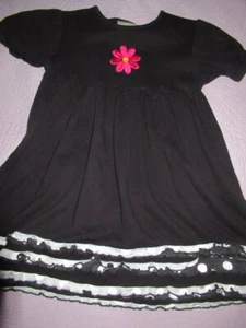 euc Lolly wolly Doodle black cotton daisy applique dress girls 12 free ship USA - Picture 1 of 3