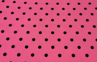 MICHAEL MILLER FABRICS - OOH-LA-DOT #1488-BLACK DOTS ON PINK- 1 5/8 YARDS - Image 1 of 2
