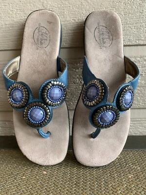 Синие сандалии Life Stride Estella Женские шлепанцы SZ 8 шлепанцев Медальон Комфортная обувь - Изображение 1 из 4