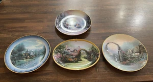 SET OF 4 THOMAS KINKADE PAINTED PLATES 8-1/2" ROUND & OVAL NICE CONDITION! 1010 - Picture 1 of 8