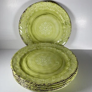 Cynthia Rowley SET OF 6 MELAMINE 11” Dinner Plates Rustic Outdoor Green - Picture 1 of 5