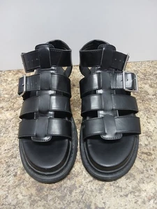 NO BOUNDARIES FISHERMAN LUG CHUNKY COMFORT PLATFORM SANDAL SZ 9 BLACK Y2K Style - Picture 1 of 9