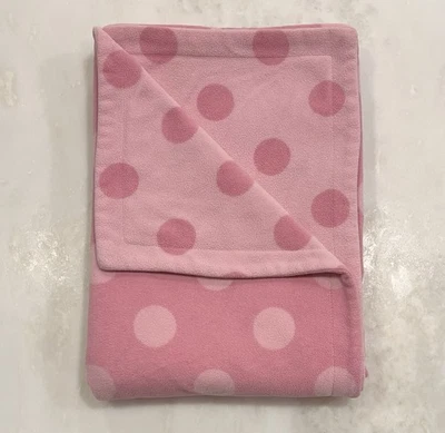Amy Coe Pink Polka Dot Micro Fleece Baby Blanket Security Lovey Reversible - Image 1 of 4