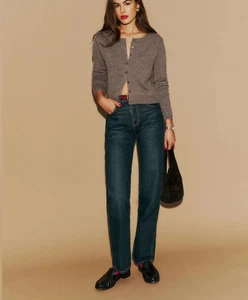 NWOT Reformation Clara Cashmere Crew Cardigan Size Small- Cocoa - Picture 1 of 7