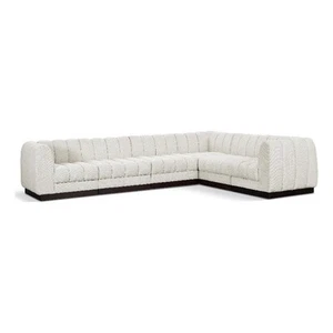 Meridian Furniture Quinn 133" 6-Piece Fabric Modular Sectional in Cream - Picture 1 of 14