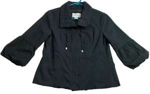 White House Black Market Jacket Women's XS Black Collar Pockets 3/4 Bell Sleeves - Picture 1 of 10