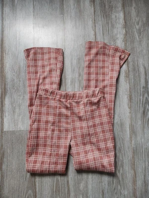 Pantalones Urban Renewal Remnants rosa blanco a cuadros con abertura frontal talla pequeña Foto 1 de 4