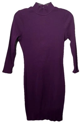 VENUS Mock Neck Knit Dress Purple XL Bodycon Fitted Stretch Curvy - Image 1 of 4