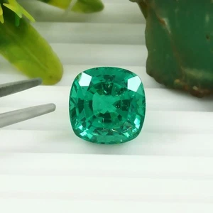 Lab Grown Colombian Hydrothermal Emerald Cushion Loose Gemstone Cut 8x8 mm - Picture 1 of 6