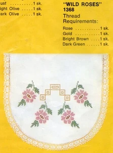 Dresser Scarf - Wild Roses - Pre-Stamped for Embroidery w Finished Edge - New - Bild 1 von 3