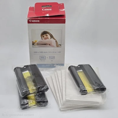 Juego de papel tinta color Canon KP-108IN Selphy 4x6 108 hojas con 3 tóneres 3115B001  Foto 1 de 4