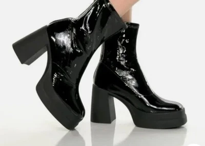 Botas de plataforma Free People Ruby Shine charol negro, 8,5, ¡nuevas! Foto 1 de 4