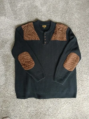 Suéter Henley Parche Negro Boulder Creek Para Hombres 4XLT Clásico Preppy Academia Fiesta Foto 1 de 4